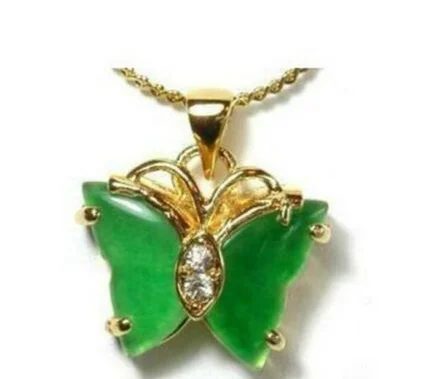 

Details about Charming! Green Jade Butterfly Pendant Necklace 17.5" AAA