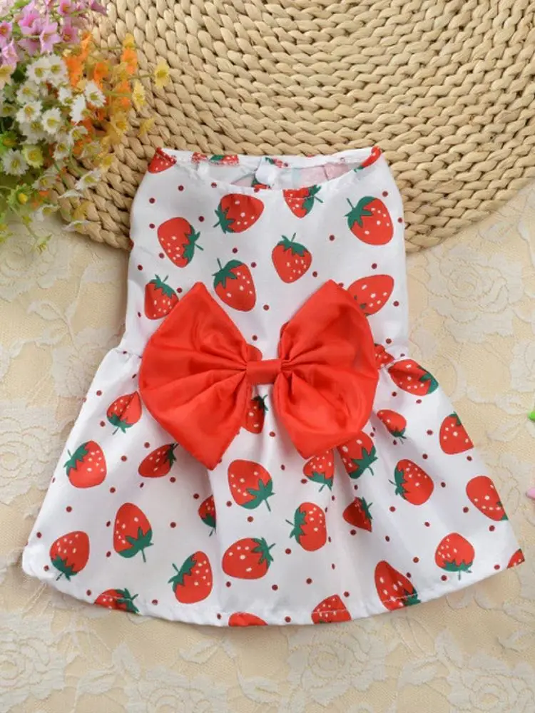 

Pet Dress Pet Skirt Two-legged Sweat-absorbent Breathable Colorfast Button Closure Dress Up Floral Printing Princess Style