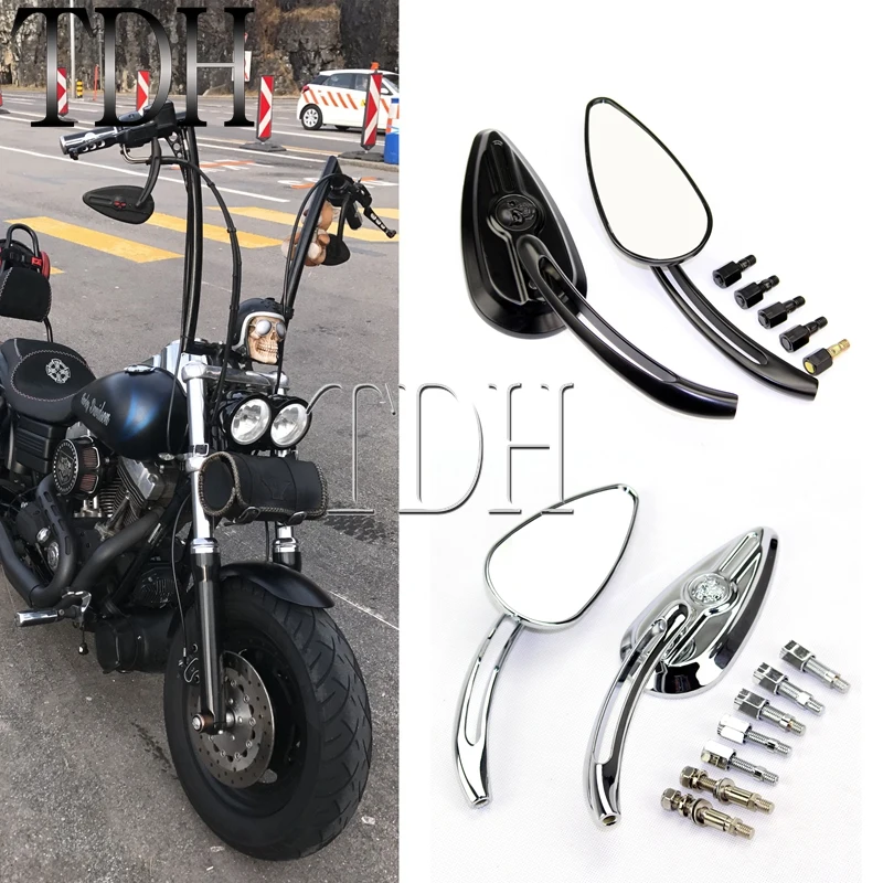 

8mm 10mm Bolt Motorcycle Skull Rear View Mirror Side Mirrors for Harley Softail Cruiser Custom Touring Chopper Bobber Cafe Racer
