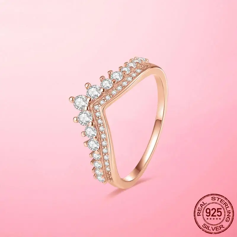 

Женское кольцо, новинка 925, серебряное кольцо принцессы, Wishbone, кольца на палец для женщин, обручальное кольцо, Изящные Ювелирные изделия, подарок