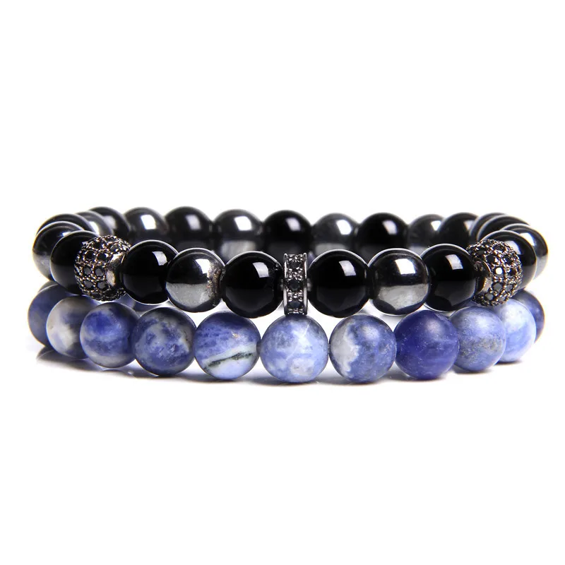 2Pcs/Set Hematite Black Onyx Sodalite Bracelet Set Natural Stone Beads Bracelets For Women Men CZ Charm Stretch Bangles Jewelry
2Pcs/Set Hematite Black Onyx Sodalite Bracelet Set Natural Stone Beads Bracelets For Women Men CZ Charm Stretch Bangles Jewelry