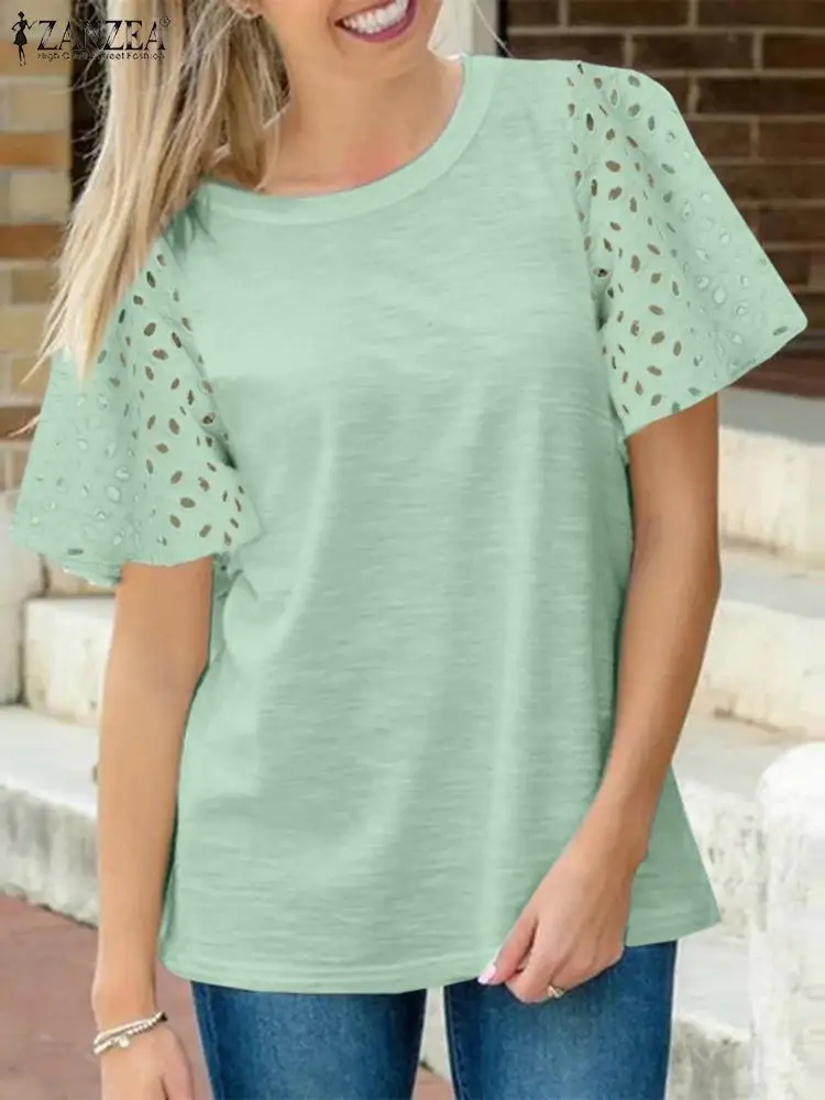 ZANZEA Summer Short Sleeve Hollow Out Blouse Stylish Women Solid Loose Tops Casual Holiday Shirt Femininas Party Work Blusas
ZANZEA Summer Short Sleeve Hollow Out Blouse Stylish Women Solid Loose Tops Casual Holiday Shirt Femininas Party Work Blusas
