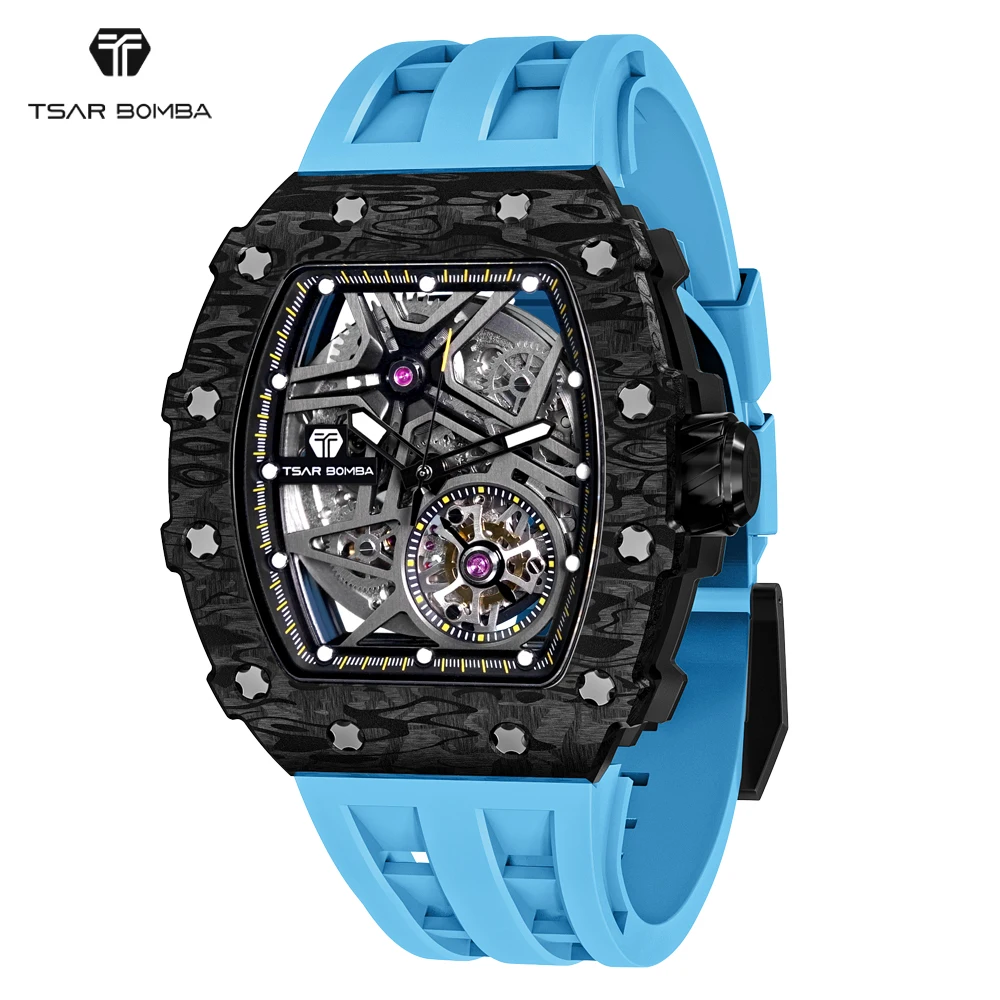 TSAR BOMBA Mens Automatic Watch Water Resistant Carbon Fiber WristWatch Luxury Skeleton Clock Tonneau Mechanical Watch for Men
TSAR BOMBA Mens Automatic Watch Water Resistant Carbon Fiber WristWatch Luxury Skeleton Clock Tonneau Mechanical Watch for Men