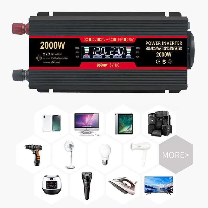 1500W/2000W/2600W Inverter Modified Sine Wave LCD Display Transformer DC 12V To AC 220V Solar Inverters Electrical Equipment New
1500W/2000W/2600W Inverter Modified Sine Wave LCD Display Transformer DC 12V To AC 220V Solar Inverters Electrical Equipment New