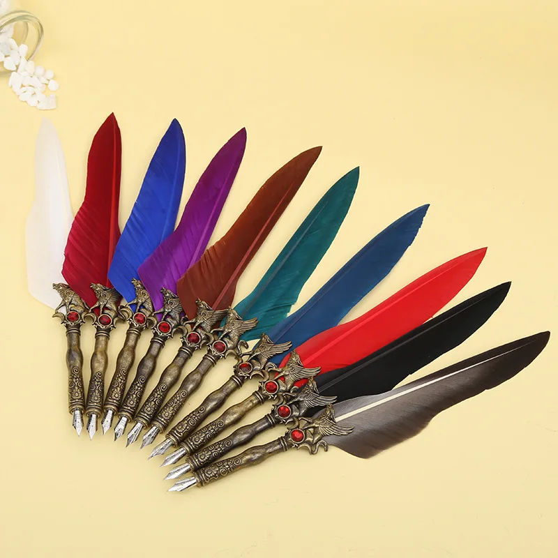 NEW Retro Feather Pen + Metal 10Pcs Nibs Set Vintage Sculpture Stainless Steel Fountain Dip Pen Signature Gift Office Supplies
NEW Retro Feather Pen + Metal 10Pcs Nibs Set Vintage Sculpture Stainless Steel Fountain Dip Pen Signature Gift Office Supplies