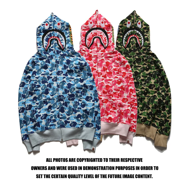 Japanese fashion brand bape shark head camouflage hooded cardigan hip hop street style loose coat
Japanese fashion brand bape shark head camouflage hooded cardigan hip hop street style loose coat