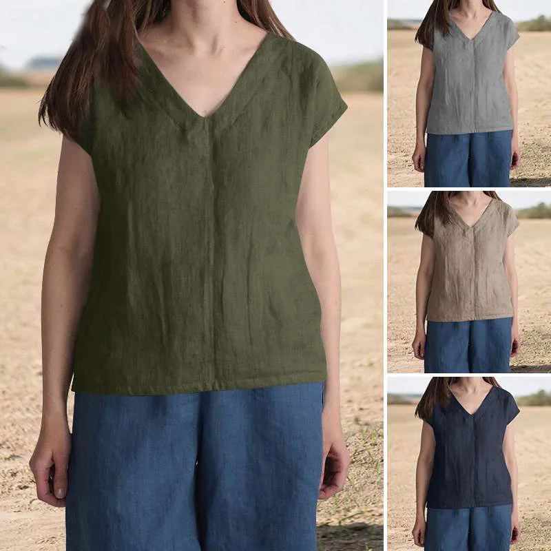 Cotton Linen 2022 Summer New Women Casual Solid Color Short Sleeve Shirt Fashion Women V Neck Pullover Shirt
Cotton Linen 2022 Summer New Women Casual Solid Color Short Sleeve Shirt Fashion Women V Neck Pullover Shirt