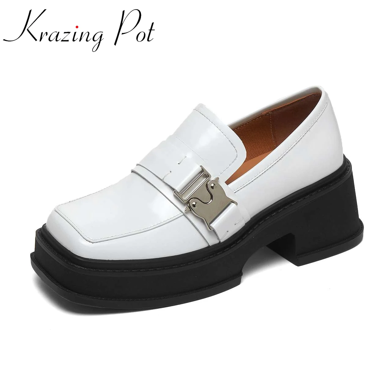 Krazing Pot natural cow leather square toe high heels spring thick bottom platform metal fasteners sneakers casual women pumps
Krazing Pot natural cow leather square toe high heels spring thick bottom platform metal fasteners sneakers casual women pumps