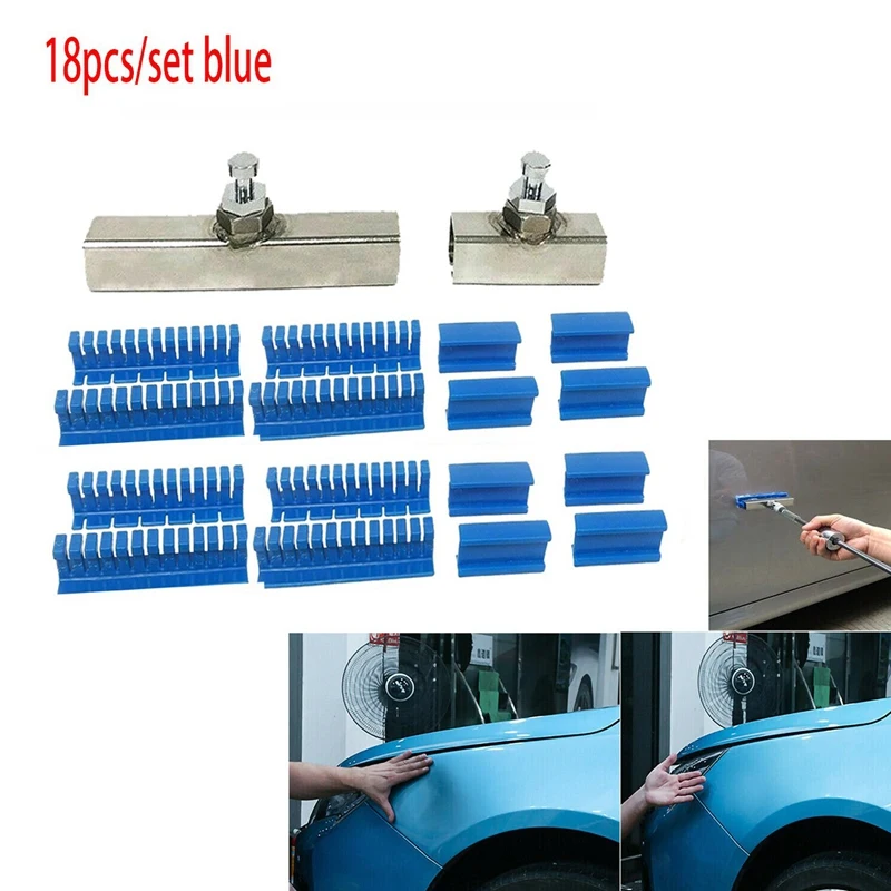 18X Paintless Dent Removal Puller Tabs Teeth Tools Kit with Glue Sticks for Big Dent Repair of Car Body Hail Damage Blue
18X Paintless Dent Removal Puller Tabs Teeth Tools Kit with Glue Sticks for Big Dent Repair of Car Body Hail Damage Blue