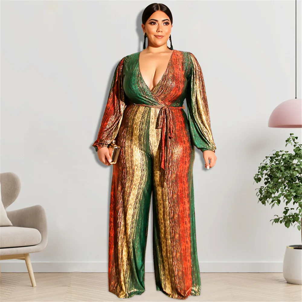 Fashion Plus Size Women's Jumpsuit New Colorful Stripe Print Long-sleeved Straight Jumpsuit 2022 Spring Autumn
Fashion Plus Size Women's Jumpsuit New Colorful Stripe Print Long-sleeved Straight Jumpsuit 2022 Spring Autumn