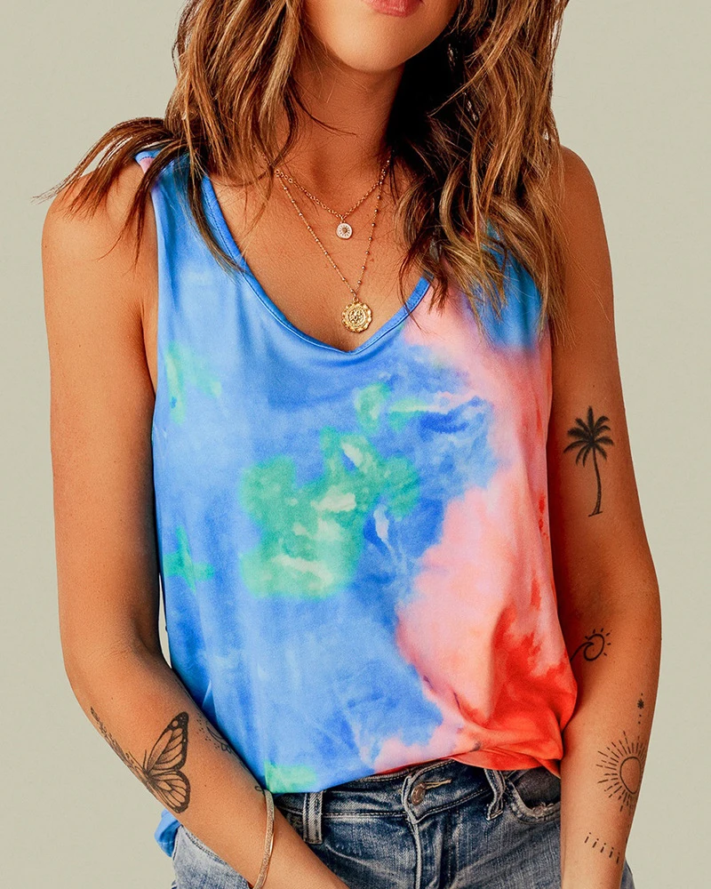 Casual Tie Dye Printing Loose Pullover Basic Tank Tops Summer Fashion Sleeveless Kink Long Yoga Vests
Casual Tie Dye Printing Loose Pullover Basic Tank Tops Summer Fashion Sleeveless Kink Long Yoga Vests