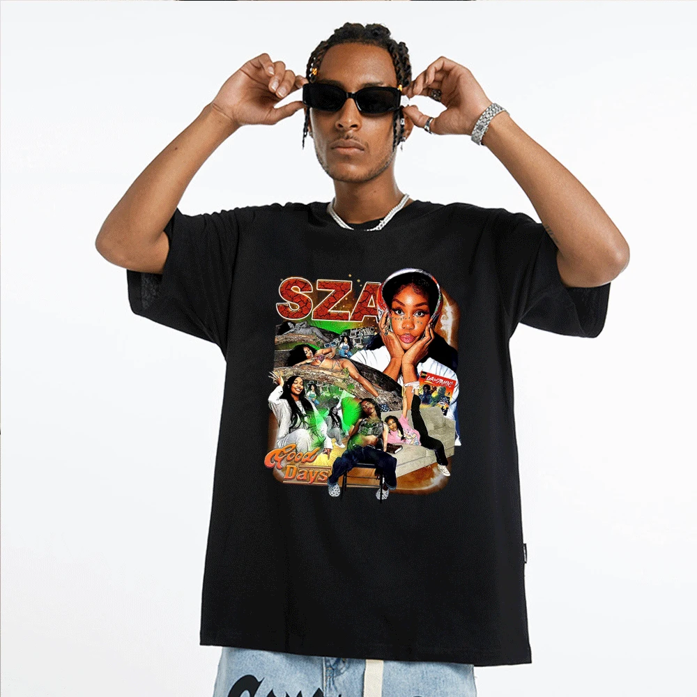 90s Rapper SZA Good Days Graphics Print T-shirt Hip Hop Vintage T Shirt Short Sleeve Men Women Clothing Black O-Neck T-shirts
90s Rapper SZA Good Days Graphics Print T-shirt Hip Hop Vintage T Shirt Short Sleeve Men Women Clothing Black O-Neck T-shirts
