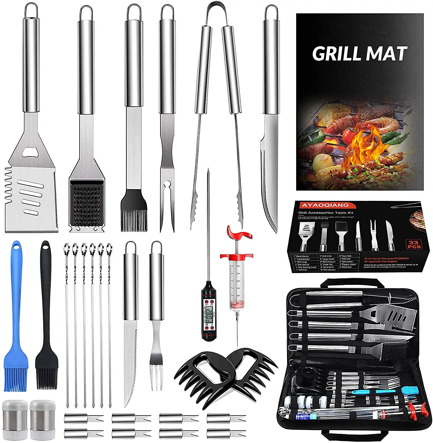 BBQ Accessories Tool Set,33Pcs Barbecue Grill Utensils Set for Camping,Kitchen,Garden,Stainless Steel Barbecue Skewers Set with
BBQ Accessories Tool Set,33Pcs Barbecue Grill Utensils Set for Camping,Kitchen,Garden,Stainless Steel Barbecue Skewers Set with