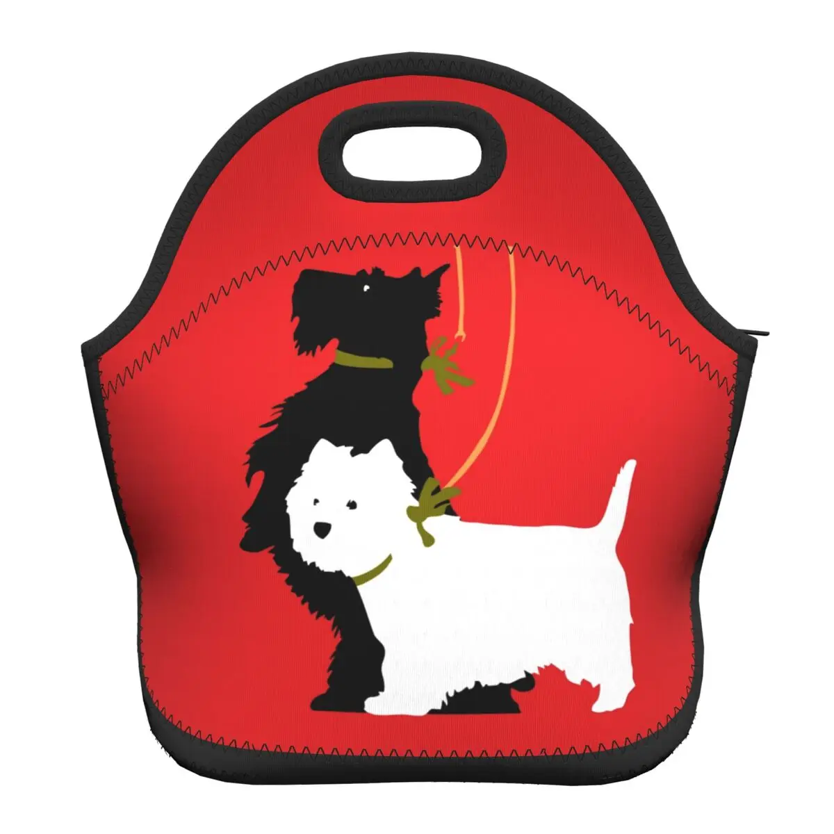 

West Highland White Terrier And Scottie Insulated Lunch Bag Women Scottish Terrier Dog Thermal Cooler Neoprene Food Lunch Box