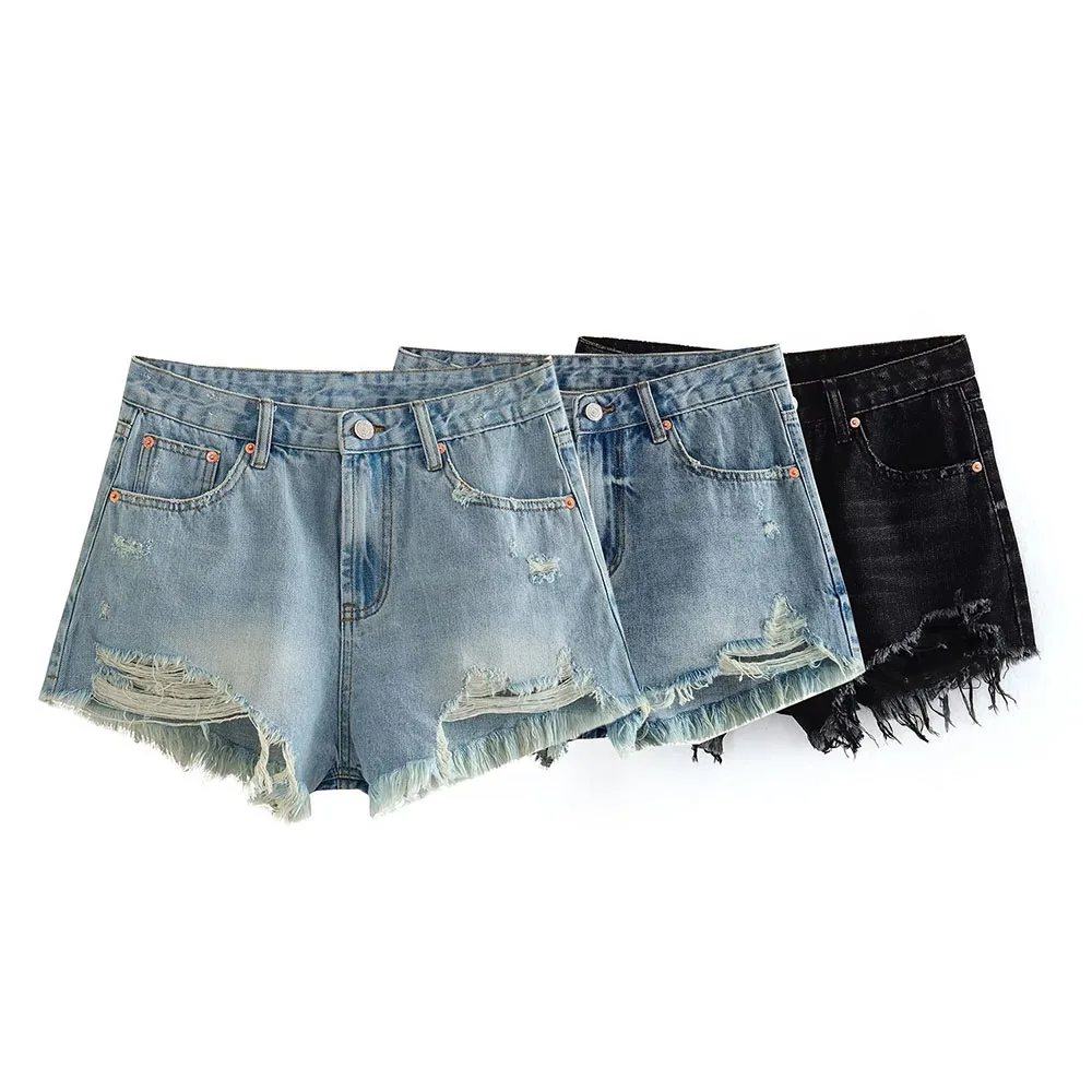 Summer new fashion women's retro street trendy versatile high-waisted frayed hem ripped design mini shorts
Summer new fashion women's retro street trendy versatile high-waisted frayed hem ripped design mini shorts