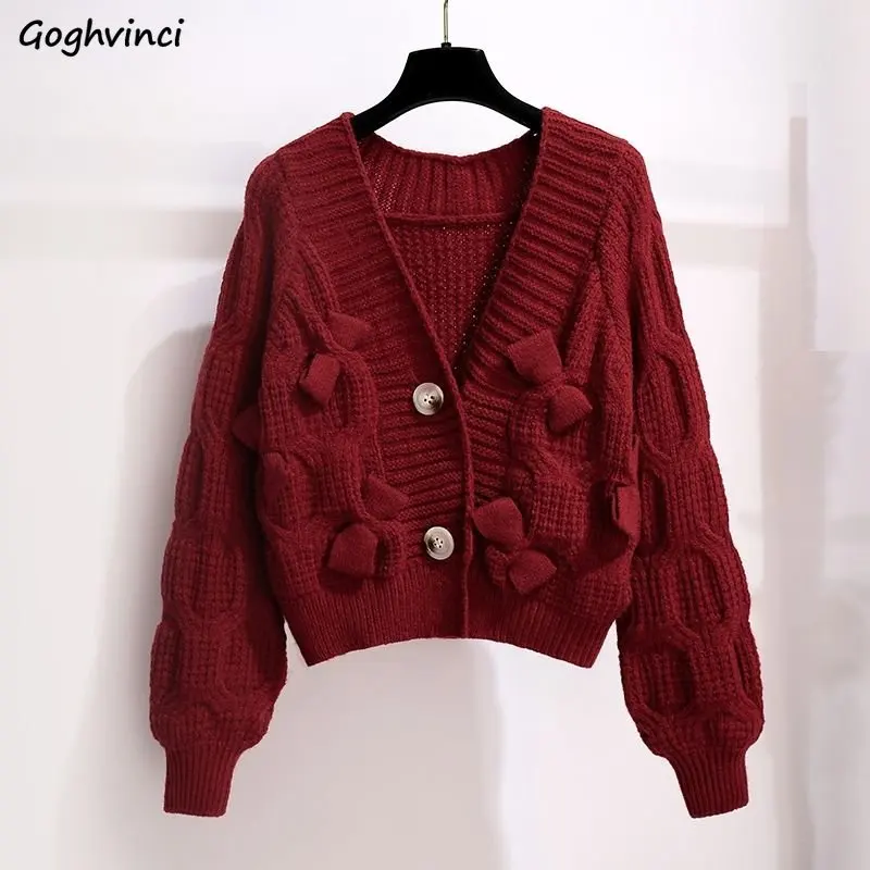 

Укороченный осенний кардиган, Женский однотонный милый модный универсальный вязаный простой свитер для молодых девушек
