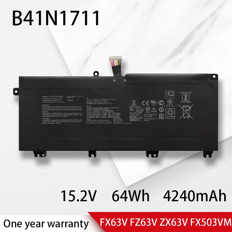 Original Quality Laptop Battery 64WH B41N1711 for Asus GL503V GL503VD-DB71 GL503GE GL503VD GL503VM GL703VD GL703VM GL703GE FX63V
Original Quality Laptop Battery 64WH B41N1711 for Asus GL503V GL503VD-DB71 GL503GE GL503VD GL503VM GL703VD GL703VM GL703GE FX63V