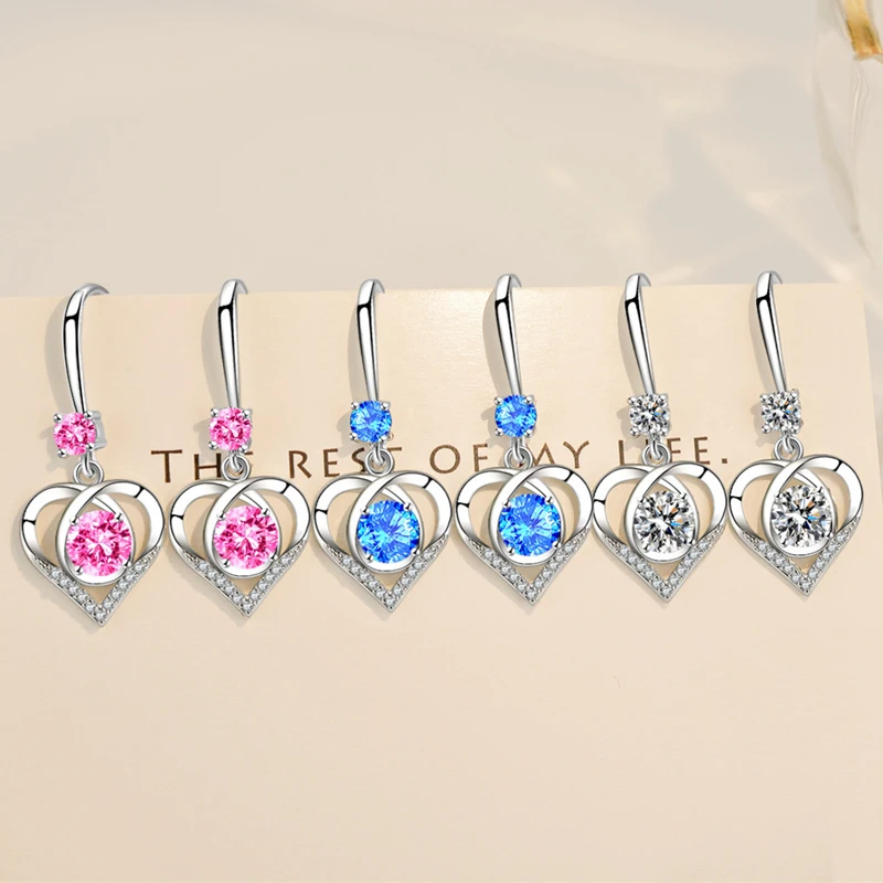 New Stamp Silver Color Women Drop Earrings Fashion Sweet Heart Ear Hook Pendant Multicolor Zircon Earring For Women Jewelry Gift
New Stamp Silver Color Women Drop Earrings Fashion Sweet Heart Ear Hook Pendant Multicolor Zircon Earring For Women Jewelry Gift