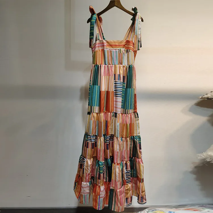 WEIN High Quality Women Dress Print Strap Rainbow Patchwork Elegant Holiday Stripe Party Soft Cotton Elegant Dress
WEIN High Quality Women Dress Print Strap Rainbow Patchwork Elegant Holiday Stripe Party Soft Cotton Elegant Dress