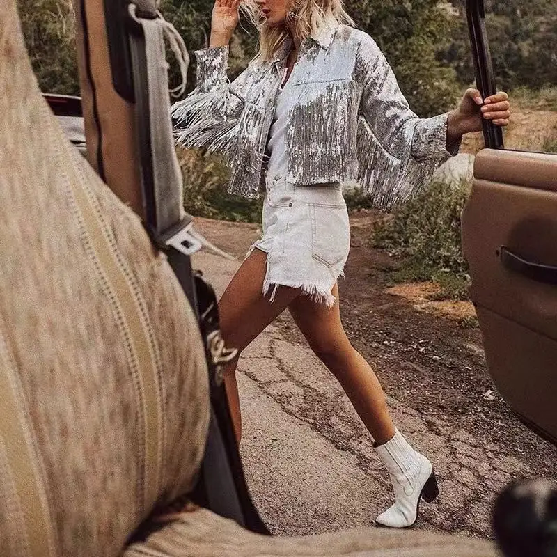 Tassel Sequin Jacket Women 2022 Autumn Winter Streewear Women's Winter Coats Female Chic Outerwear Female Jackets for Women New
Tassel Sequin Jacket Women 2022 Autumn Winter Streewear Women's Winter Coats Female Chic Outerwear Female Jackets for Women New