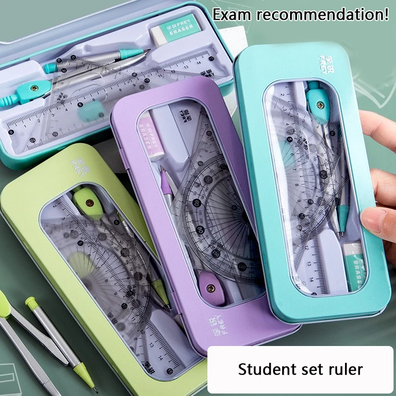 Drawing Tool Student Drawing Stationery Convenient Iron Box Compass Sleeve Ruler Ruler Set Math Metal Accurate Measurement
Drawing Tool Student Drawing Stationery Convenient Iron Box Compass Sleeve Ruler Ruler Set Math Metal Accurate Measurement