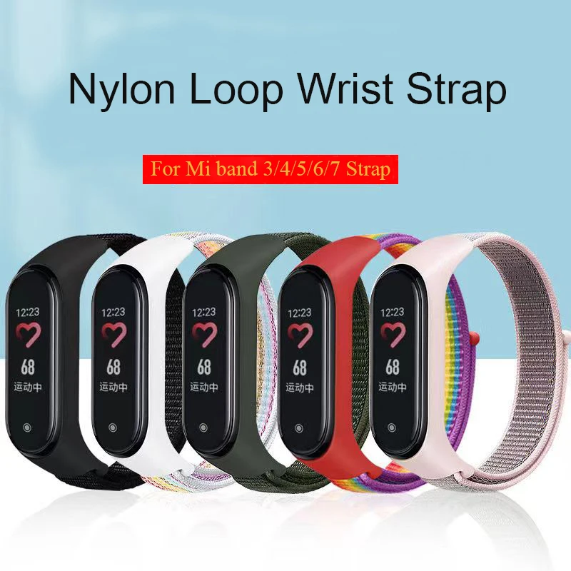 

Nylon Strap For xiaomi mi band 6 7 Bracelet watchband pulsera correa Strap Miband Bracelet Wristband Sport loop Mi band 5 4 3