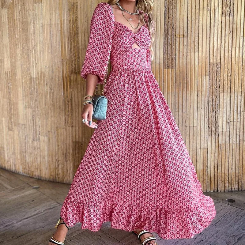 2023 Summer Fashion Women's Sexy Waist Printing Hollow Loose Long-sleeved Floral Bohemian Beach Long Skirt dresses women new
2023 Summer Fashion Women's Sexy Waist Printing Hollow Loose Long-sleeved Floral Bohemian Beach Long Skirt dresses women new