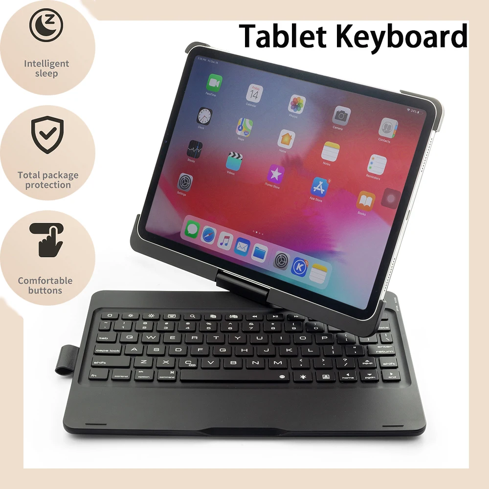 5.1 Bluetooth Keyboard for iPad pro 11 2021 iPad Air 4 10.9 360 Rotating Tablet Keyboard Backlit Case With Pencil Holder
5.1 Bluetooth Keyboard for iPad pro 11 2021 iPad Air 4 10.9 360 Rotating Tablet Keyboard Backlit Case With Pencil Holder