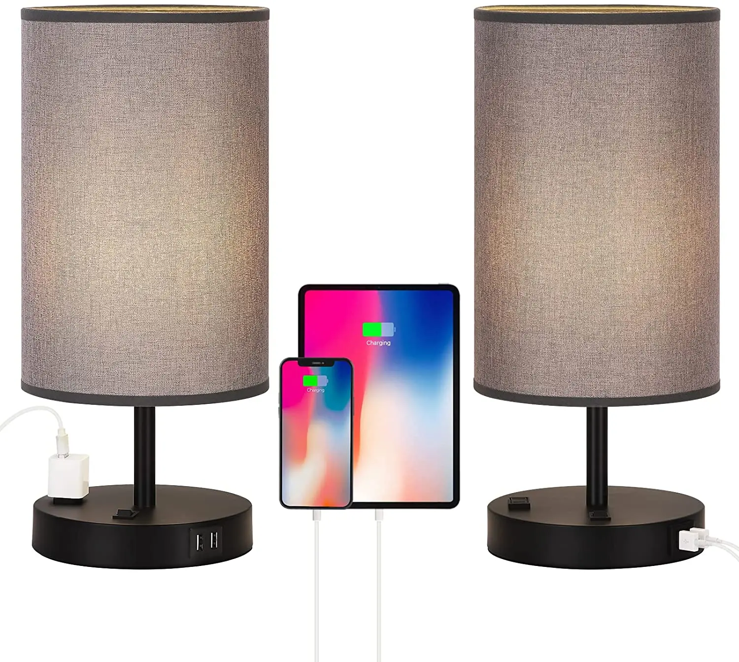 2-Pack Table Lamps Edison Bulb Desk Lamp with 2 USB Charging Ports and AC Outlet for Dorm Office Bedroom Living Room Gray
2-Pack Table Lamps Edison Bulb Desk Lamp with 2 USB Charging Ports and AC Outlet for Dorm Office Bedroom Living Room Gray