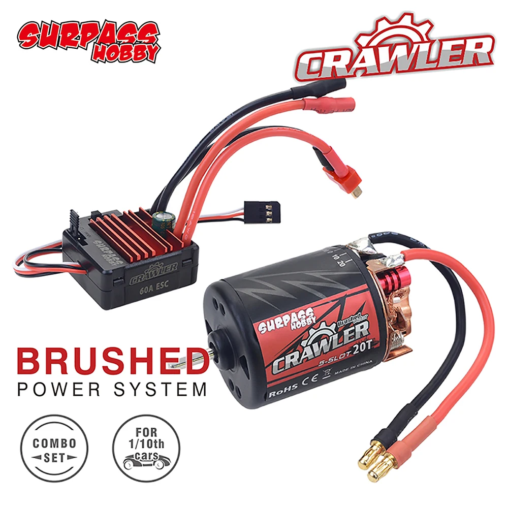 SURPASSHOBBY 5-Slot 540 11T 13T 16T 20T Brushed Motor w / 60A ESC for Traxxas TRX-4 1/10 RC Crawler Car
SURPASSHOBBY 5-Slot 540 11T 13T 16T 20T Brushed Motor w / 60A ESC for Traxxas TRX-4 1/10 RC Crawler Car