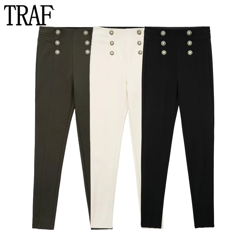 TRAF 2022 Leggings Women Pants High Waist Woman Trousers Autumn Pencil Pants for Women Streetwear Y2K Gold Button Pants Women
TRAF 2022 Leggings Women Pants High Waist Woman Trousers Autumn Pencil Pants for Women Streetwear Y2K Gold Button Pants Women