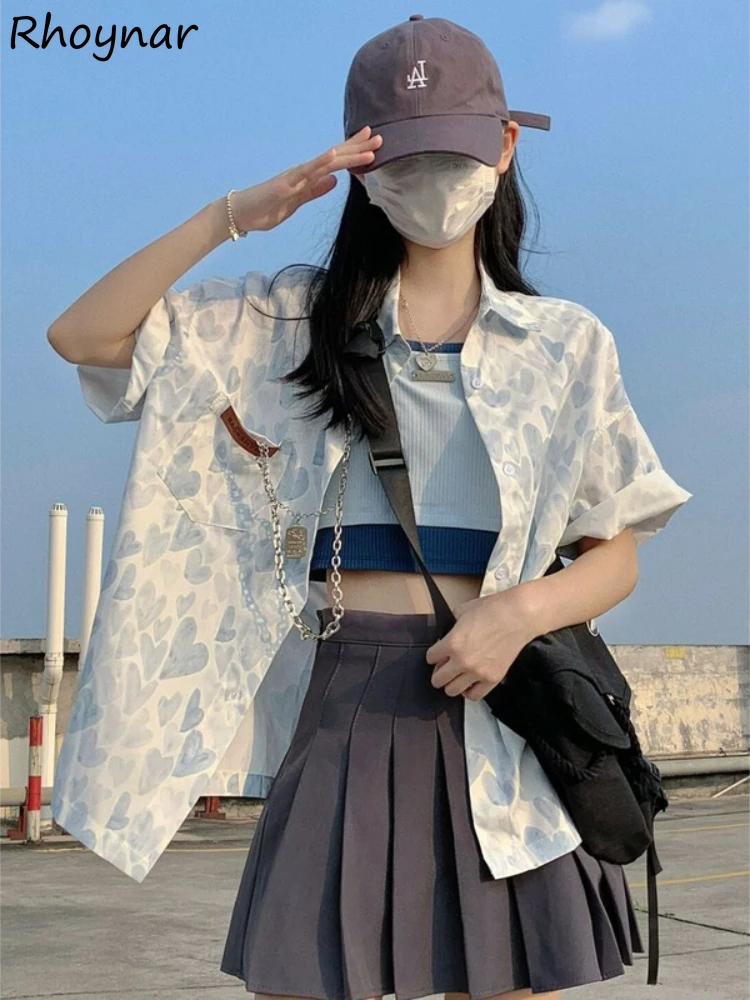 Shirts Women Heart Print Chain Cool Streetwear Unisex Couple Teens Harajuku Kawaii Tender Holiday Mujer Рубашки Chic Summer BF
Shirts Women Heart Print Chain Cool Streetwear Unisex Couple Teens Harajuku Kawaii Tender Holiday Mujer Рубашки Chic Summer BF