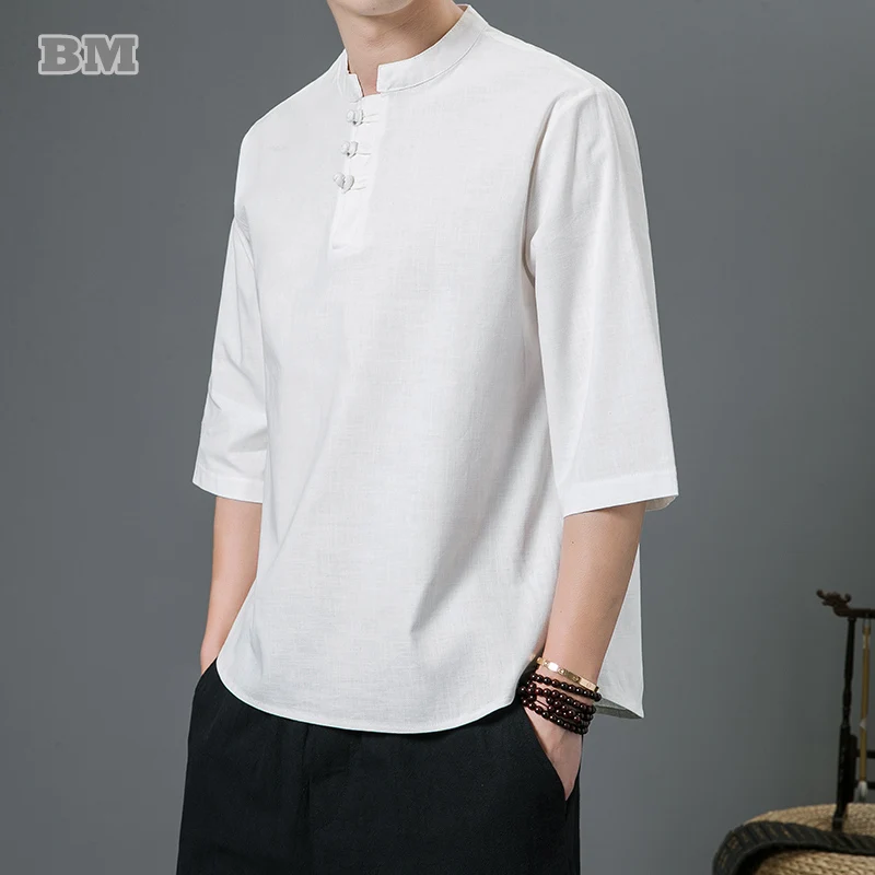 Chinese Style Men Clothing Cotton Linen T-Shirt Five-Point Sleeve Retro Short Sleeve Plus Size Tang Suit 2022 Summer Thin Top
Chinese Style Men Clothing Cotton Linen T-Shirt Five-Point Sleeve Retro Short Sleeve Plus Size Tang Suit 2022 Summer Thin Top
