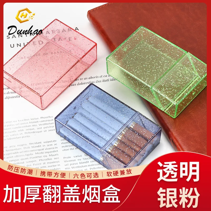 

Creative Snowflake Cigarette Case Cigarette Holder Moisture-proof Engineering Plastic Shiny Clear Cigarette Case Box Women Gift