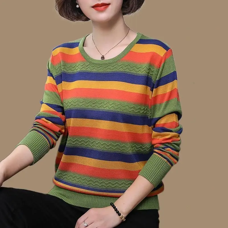 Women's Pullover Striped Fashion Sweater Loose Round Neck Long Sleeve Knitted Spring and Autumn Office Lady Women's Clothing
Women's Pullover Striped Fashion Sweater Loose Round Neck Long Sleeve Knitted Spring and Autumn Office Lady Women's Clothing