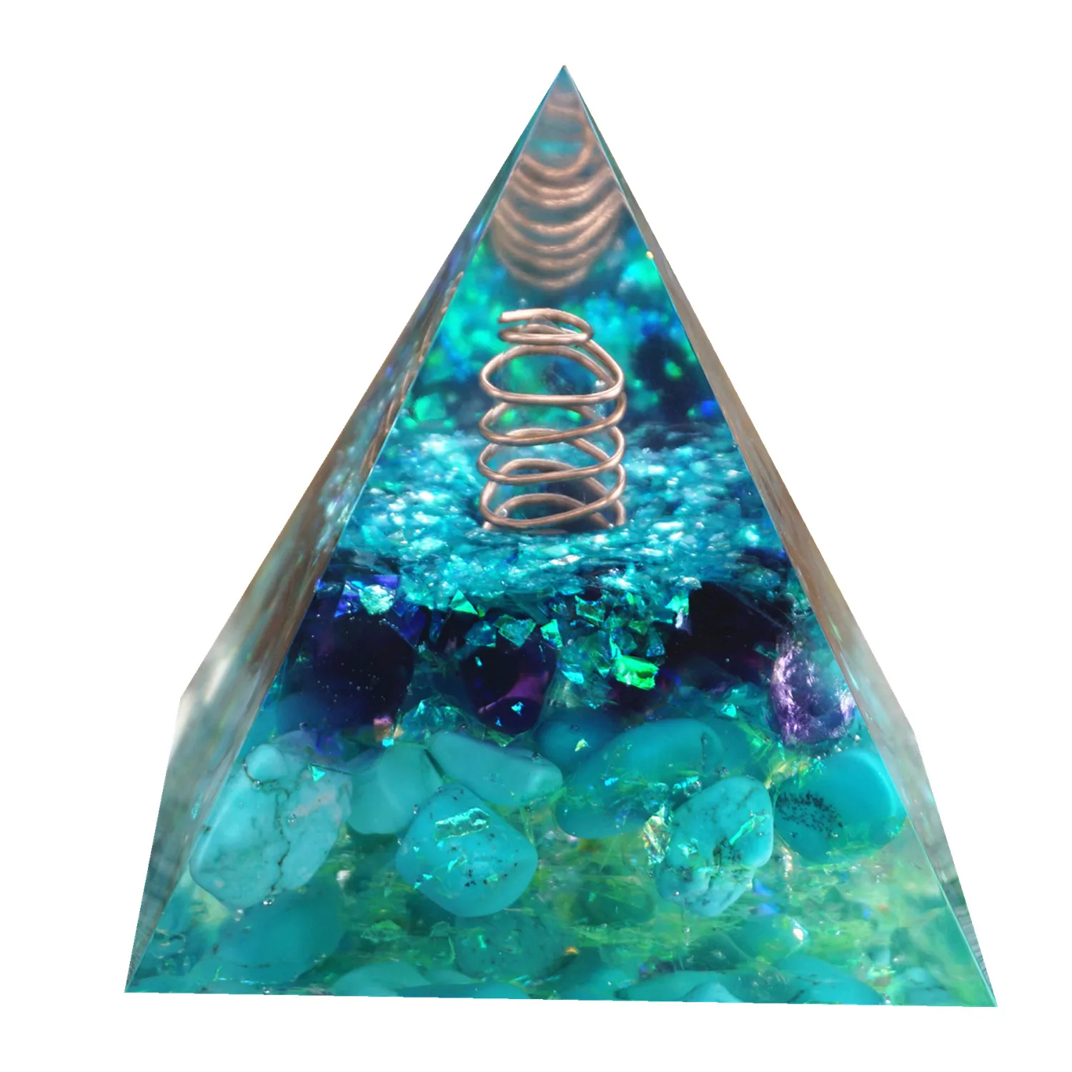 White Crystal Point In Copper Circle Orgonite Pyramid with Amethyst Quartz Turquoise EMF Protection Orgone Energy Reiki Chakra 
White Crystal Point In Copper Circle Orgonite Pyramid with Amethyst Quartz Turquoise EMF Protection Orgone Energy Reiki Chakra