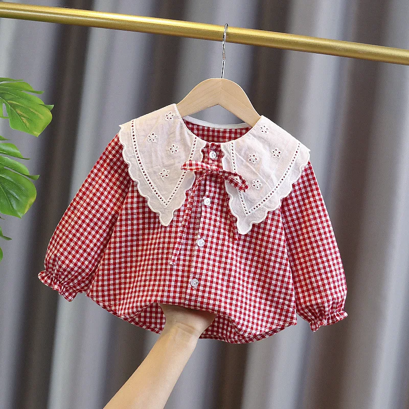 Spring Autumn Baby Girls Sweet Lace Bow Shirt Girls Cotton Plaid Princess Shirt Kids
Spring Autumn Baby Girls Sweet Lace Bow Shirt Girls Cotton Plaid Princess Shirt Kids