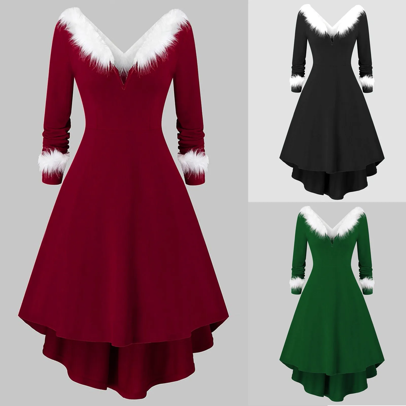 Женские рождественские Асимметричные повседневные платья с длинным рукавом и v-образным вырезом, женские летние сарафаны
Женские рождественские Асимметричные повседневные платья с длинным рукавом и v-образным вырезом, женские летние сарафаны