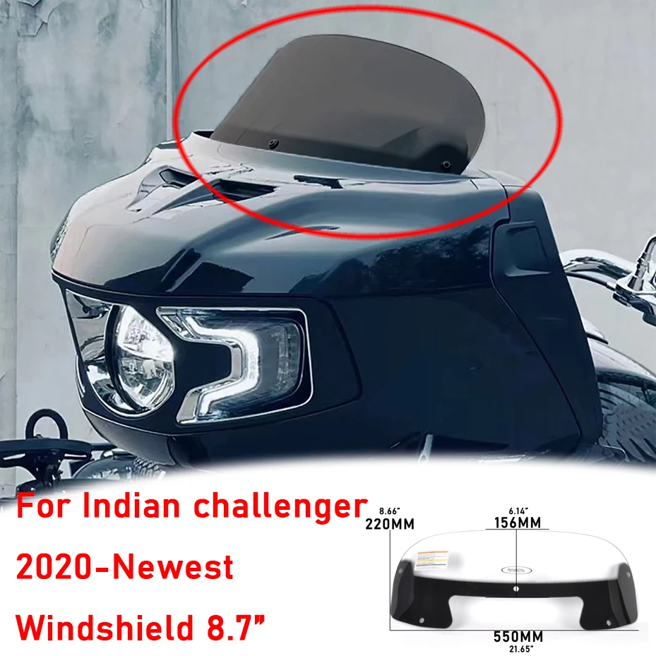 8.7 Inch Front Windshield Spoiler Smoke Grey Windshield For Indian Challenger 2020-2023 Motorcycle PANICAL Pc Fairing
8.7 Inch Front Windshield Spoiler Smoke Grey Windshield For Indian Challenger 2020-2023 Motorcycle PANICAL Pc Fairing