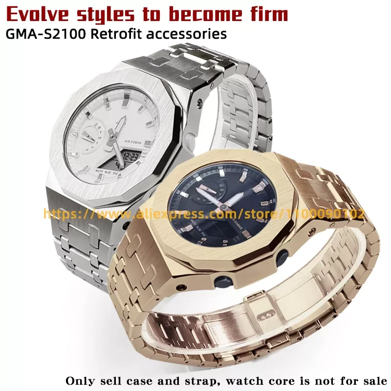 NEW2023 Latest Casioak GMAS2100 Mod Kit Stainless Steel Strap Case Modified Watch Case Bezel For G-Shock GMA-S2100 Replacement 
NEW2023 Latest Casioak GMAS2100 Mod Kit Stainless Steel Strap Case Modified Watch Case Bezel For G-Shock GMA-S2100 Replacement