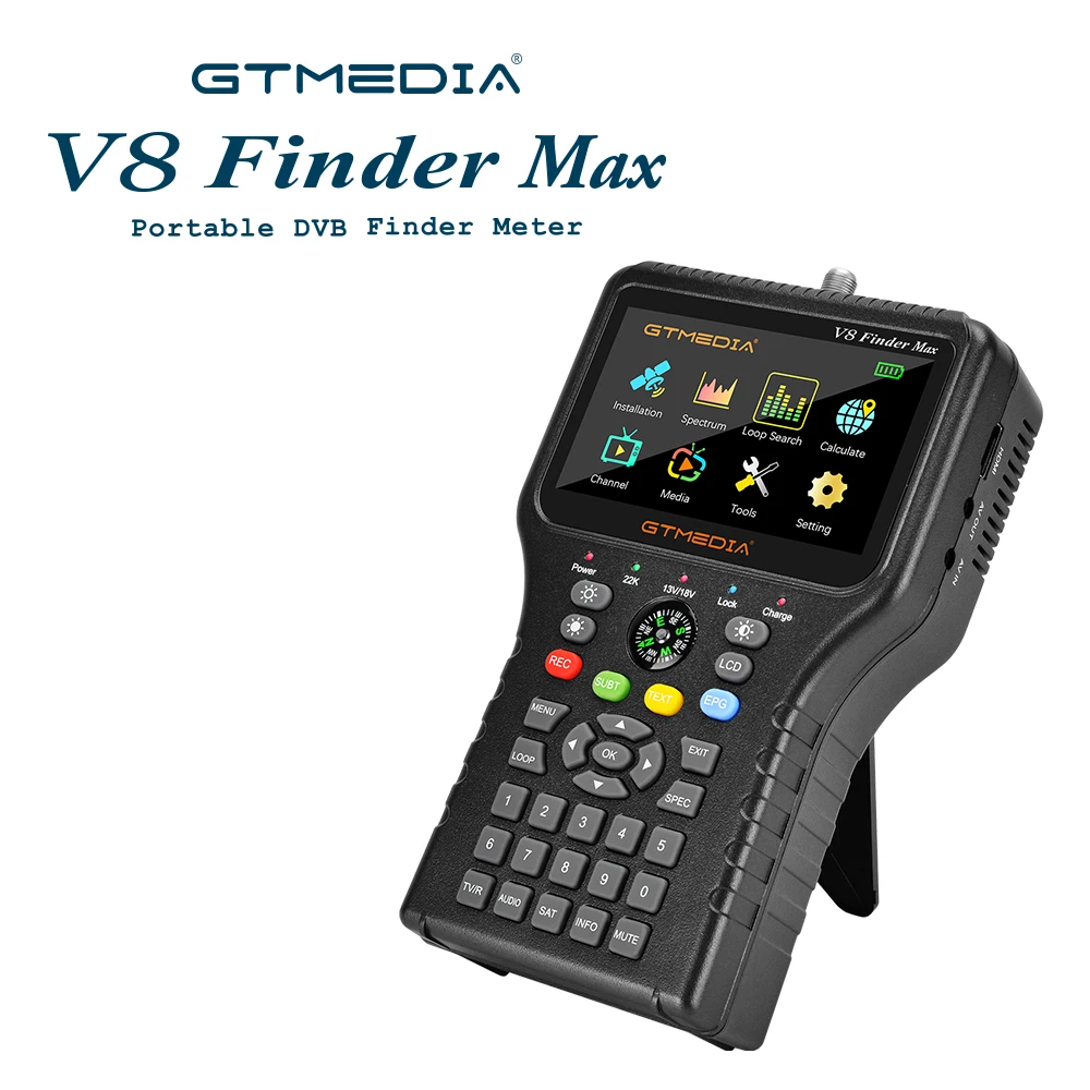 Спутниковый индикатор GTMEDIA V8 Finder Max, устройство для поиска спутниковых сигналов DVB-S/S2/S2X H.264/H.265 (8 бит), 4,3 дюйма, HD, официальные аксессуары 
Спутниковый индикатор GTMEDIA V8 Finder Max, устройство для поиска спутниковых сигналов DVB-S/S2/S2X H.264/H.265 (8 бит), 4,3 дюйма, HD, официальные аксессуары