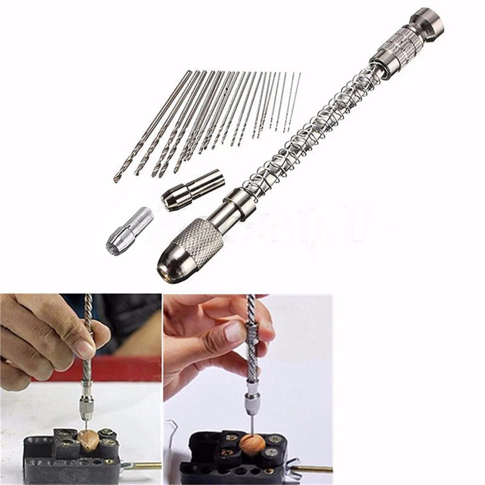 22pcs/set 0.3-1.6mm Hand Twist Drill Semi-automatic Mini Spiral Drill Bit Set For Woodworking Drilling Electronics Home Repair
22pcs/set 0.3-1.6mm Hand Twist Drill Semi-automatic Mini Spiral Drill Bit Set For Woodworking Drilling Electronics Home Repair