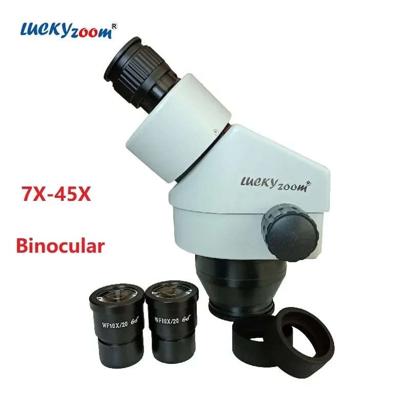 

Brand 7X-45X Binocular Microscope Head Continuous Zoom Stereo Microscopio for Soldering 10X Eyepiece 100mm Working Distance