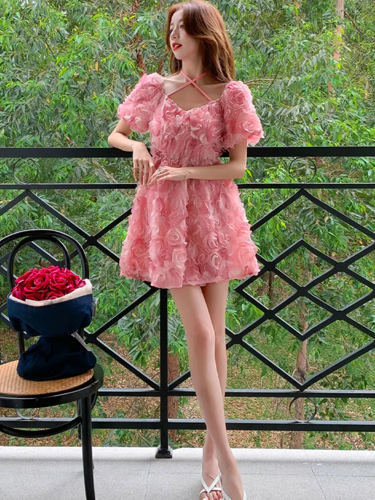 

JXMYY 2022 Летняя мода, новые продукты, высококачественный шикарный дизайн, Милая юбка с трехмерными лепестками роз, женское платье