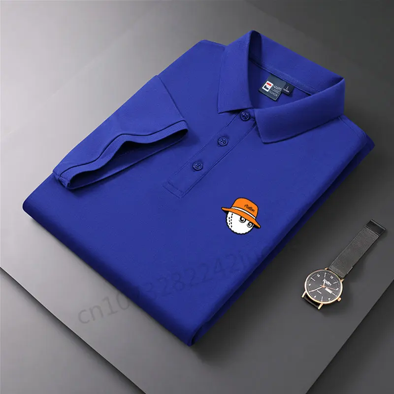 

2023 Malbon Golf Embroidery 95% Cotton Hot Selling Men's Anti Pilling Summer New Casual Breathable Polo Shirt with Polo Collar
