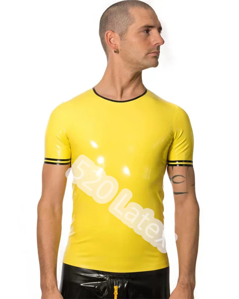 Handmade Latex Rubber Short Sleeves T-Shirt Men's Latex Suit Rubber Male Top With Black Trim
Handmade Latex Rubber Short Sleeves T-Shirt Men's Latex Suit Rubber Male Top With Black Trim