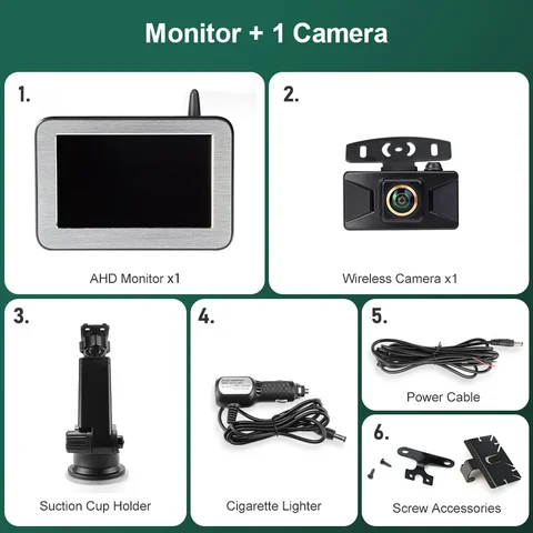 Беспроводная камера заднего вида GreenYi, AHD 1080P, 5 дюймов, IPS экран