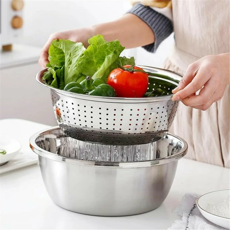 3pcs/ 1set Vegetable Slicer Multifunctional Stainless Steel Vegetable Cutter Fruit Salad Fruit Bowl Drain Basket Kitchen Gadgets
3pcs/ 1set Vegetable Slicer Multifunctional Stainless Steel Vegetable Cutter Fruit Salad Fruit Bowl Drain Basket Kitchen Gadgets