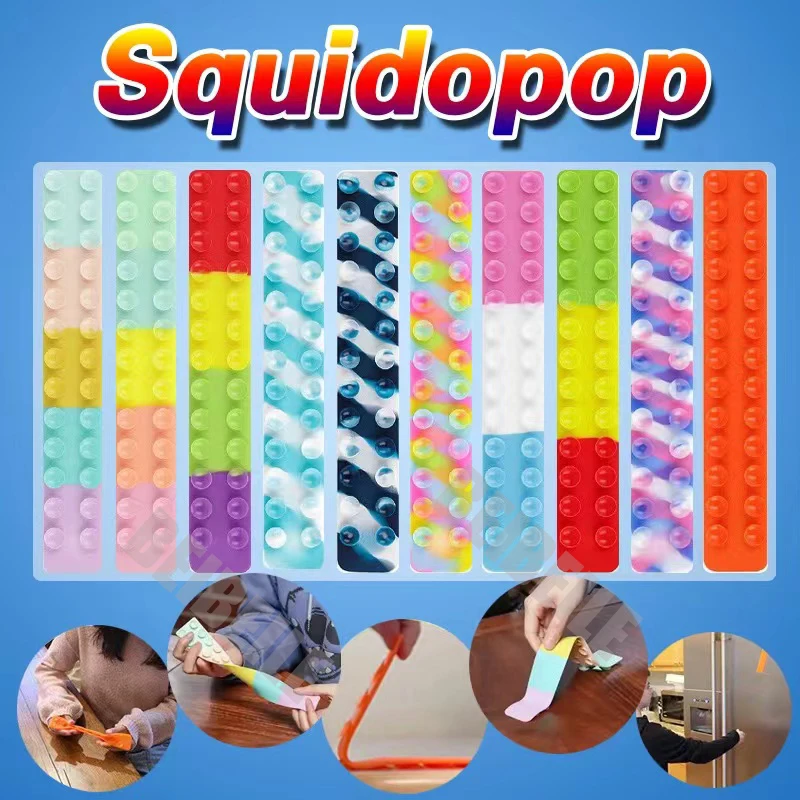 

Suction Cup Square Pat Pat Silicone Sheet Squidopop Fidget Toy Children Stress Relief Squeeze Toy Antistress Soft Squishy Toy