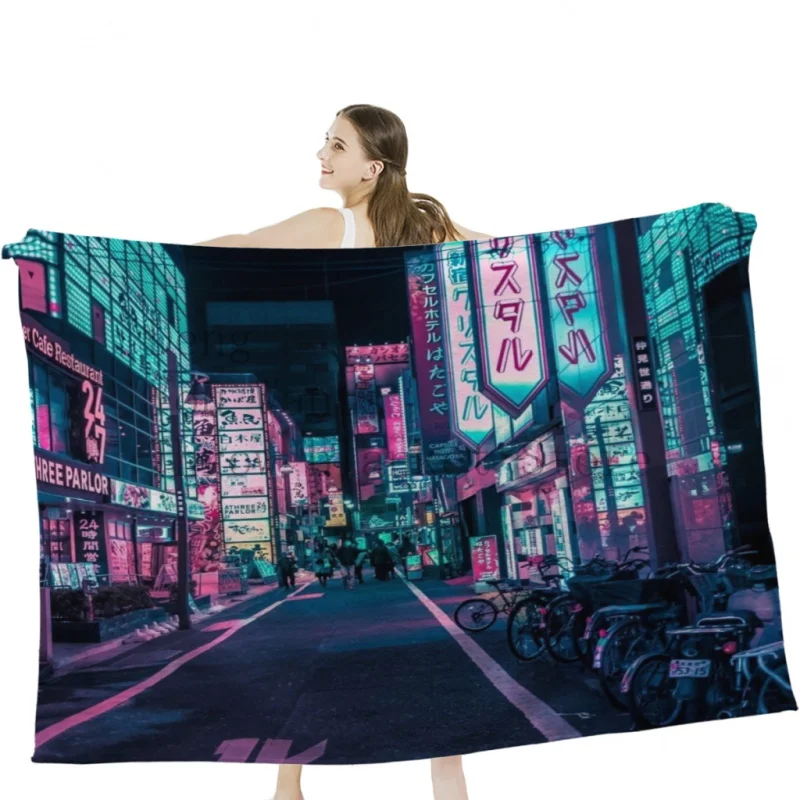 

Tokyo - A Neon Wonderland Throw Blankets Tufting Blanket For Travel Light Dorm Room Essentials Luxury Thicken Blanket